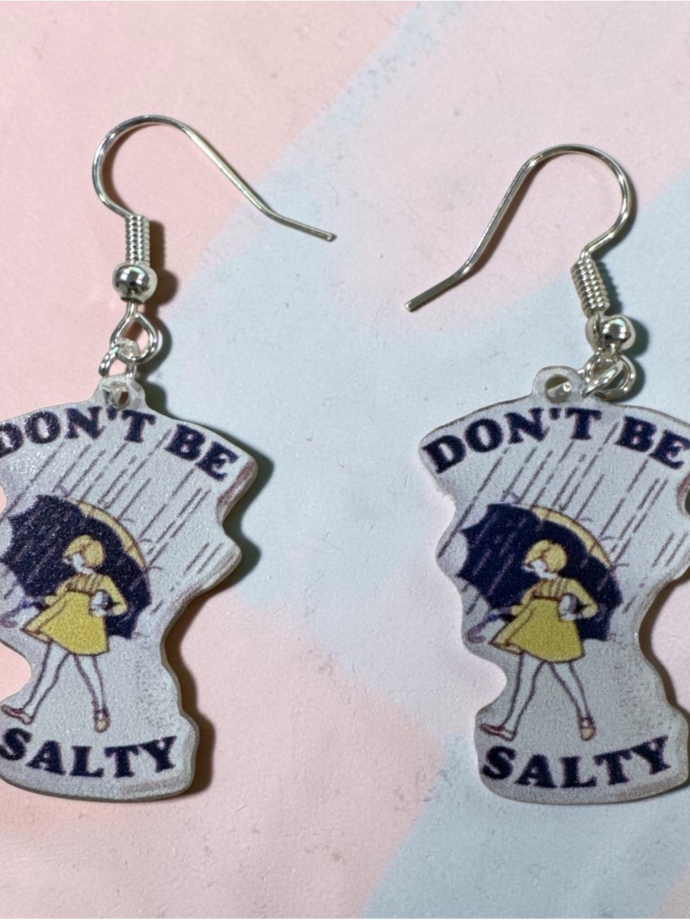 Don't Be Salty Yellow Umbrella Dangle Earrings